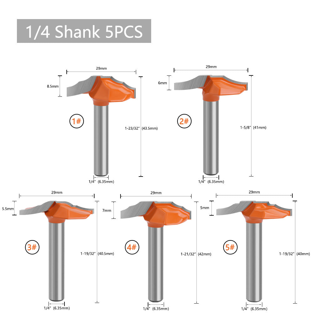 5Pcs 1/4 Shank Milling Cutter Set Alloy Router Bit Kit Carving Cutter Woodworking Tools 5Pcs 1/4 Shank Milling Cutter Set Alloy Router Bit Kit Carving Cutter Woodworking Tools